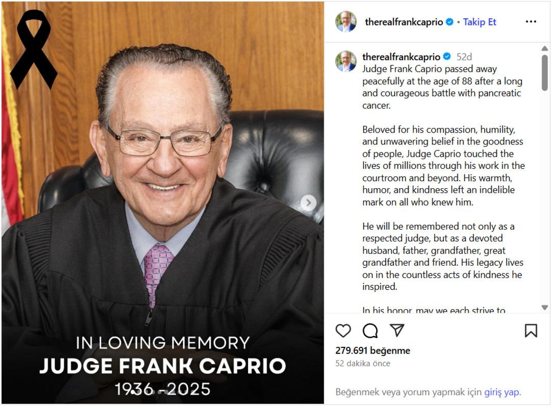 Milyonların kalbinde bir taht kurmuştu ... Babacan Frank Caprio Hakimi 2 Öldü 2